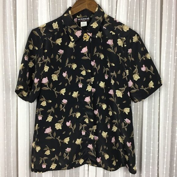 Vintage Notations Floral Button Down Top - Picture 1 of 6